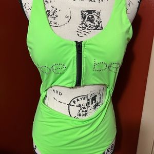RHINESTONE BEBE LIME GREEN SEXY SWIMSUIT
